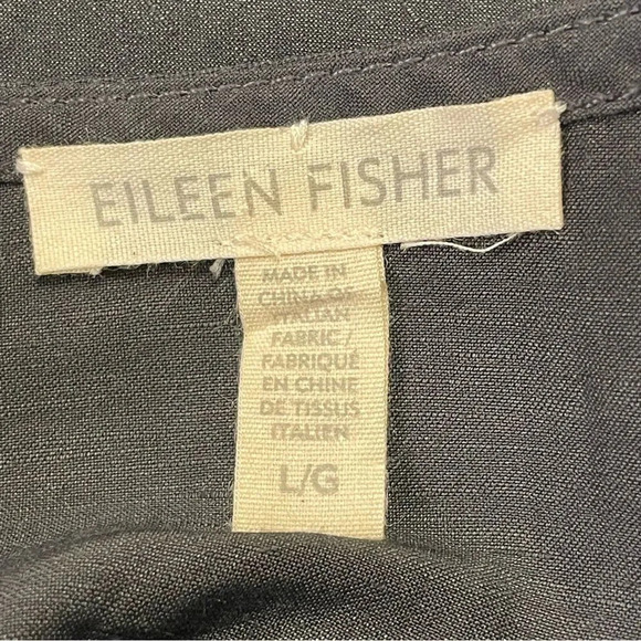 EILEEN FISHER NWOT Linen Blend Half Zip Front Roll Up Tab Sleeve - Picture 3 of 4